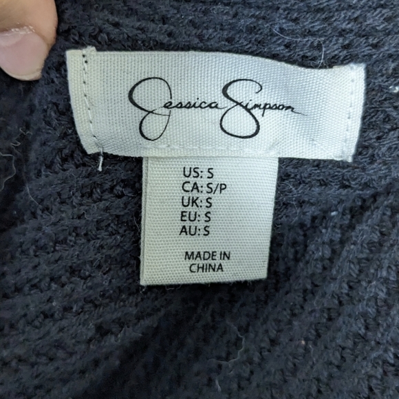 Jessica Simpson Black Knit Pearl Twisted Knot Back Sweater - Picture 3 of 6